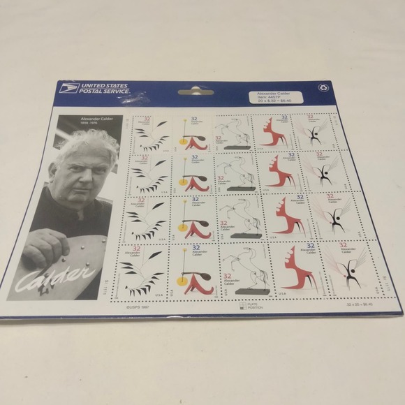 Alexander Calder Vintage 1997 USPS Postage 20 x $0.32 Stamp Sheet - Picture 2 of 6